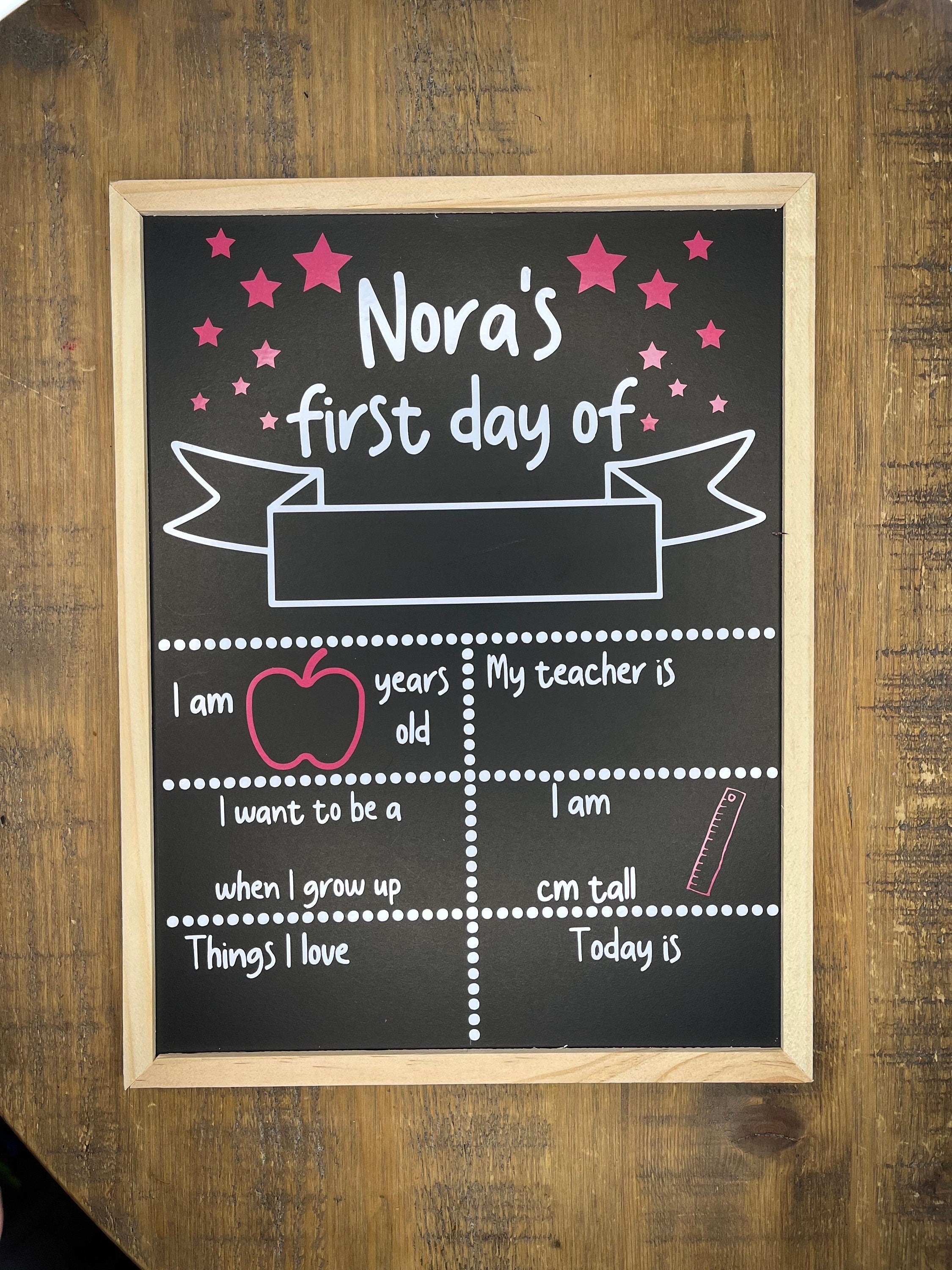 Personalised First OR Last Day of School Chalkboard Sign - The Crafty Bee