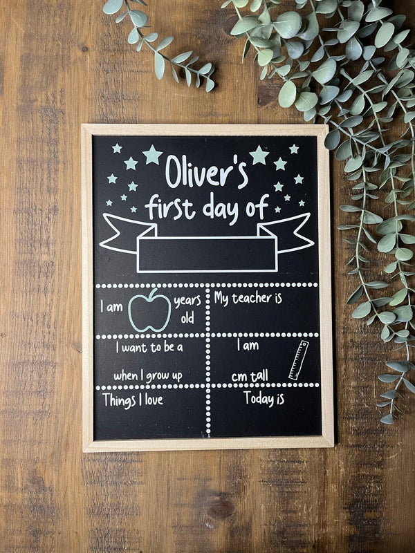 Personalised First OR Last Day of School Chalkboard Sign - The Crafty Bee