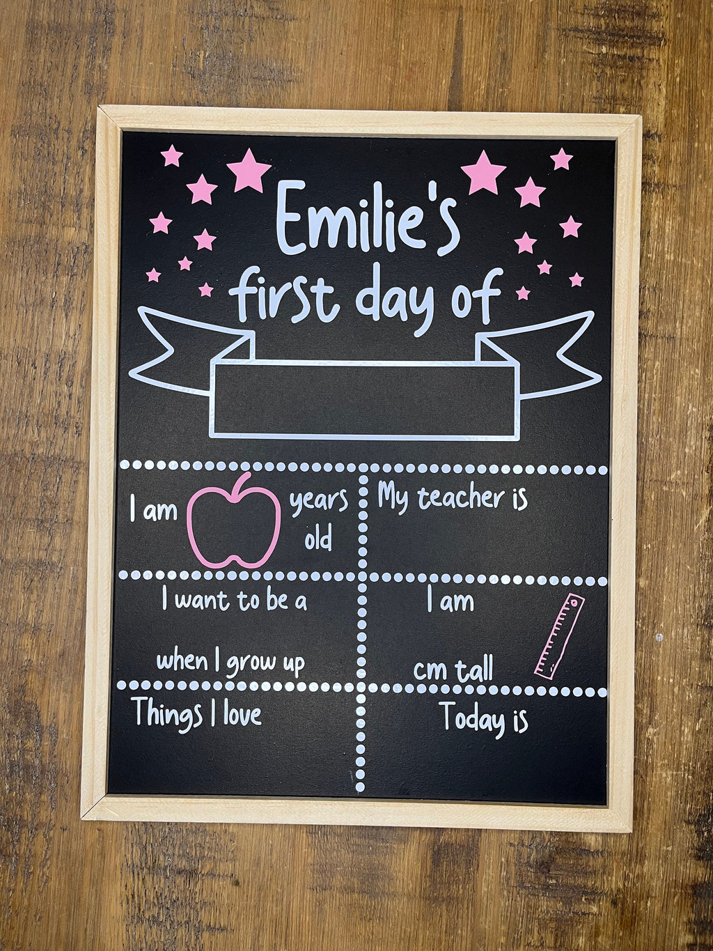 Personalised First OR Last Day of School Chalkboard Sign - The Crafty Bee