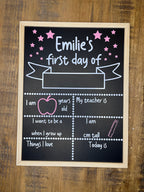 Personalised First OR Last Day of School Chalkboard Sign - The Crafty Bee