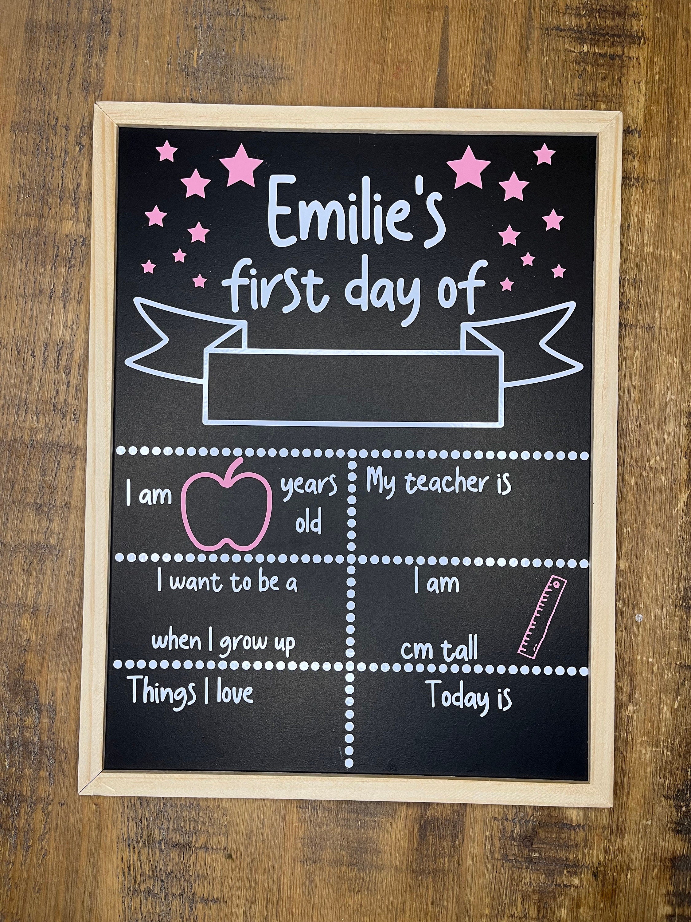 Personalised First OR Last Day of School Chalkboard Sign - The Crafty Bee