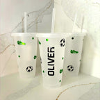Personalised Football Cup: Custom Name Tumbler, Party Favor - The Crafty Bee