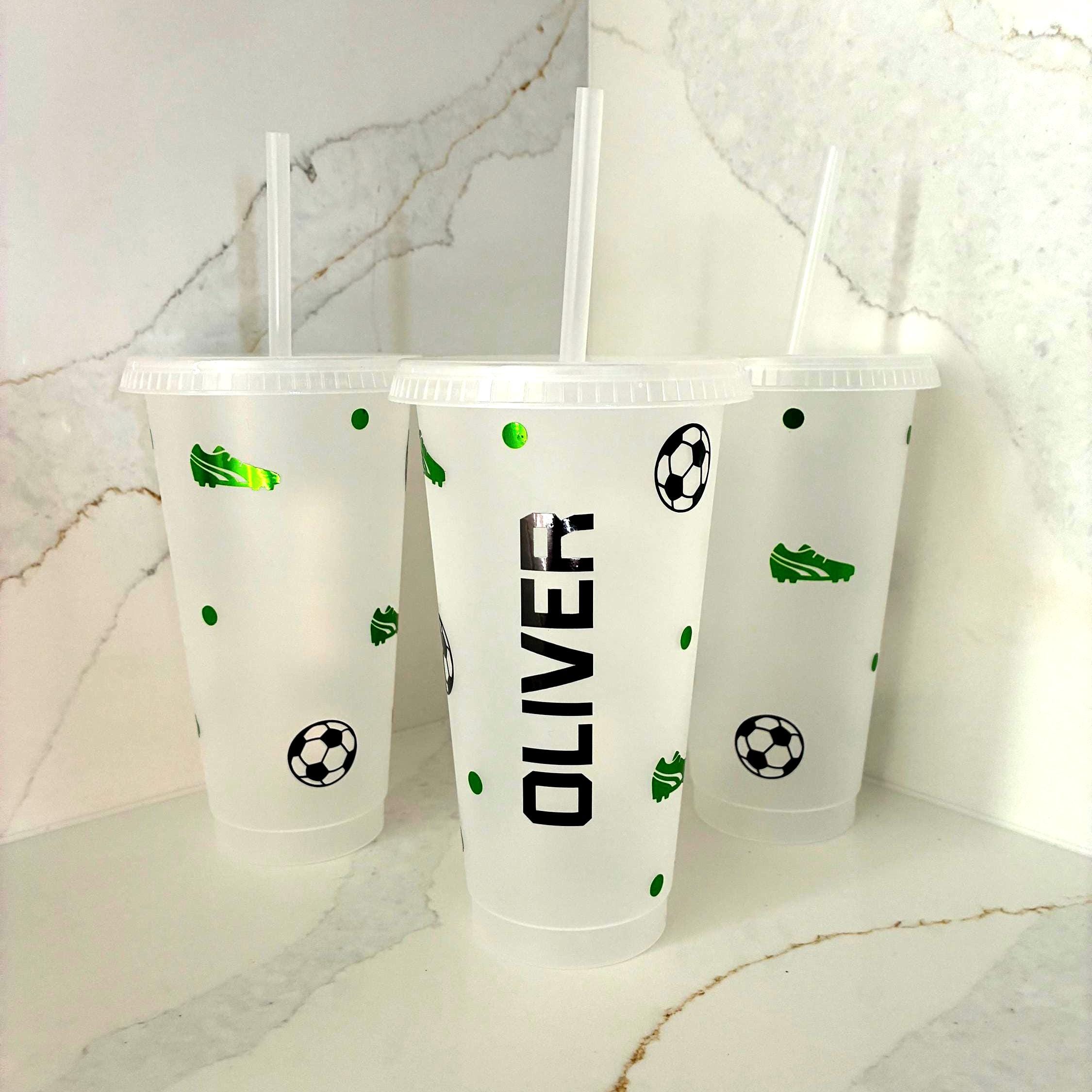 Personalised Football Cup: Custom Name Tumbler, Party Favor - The Crafty Bee