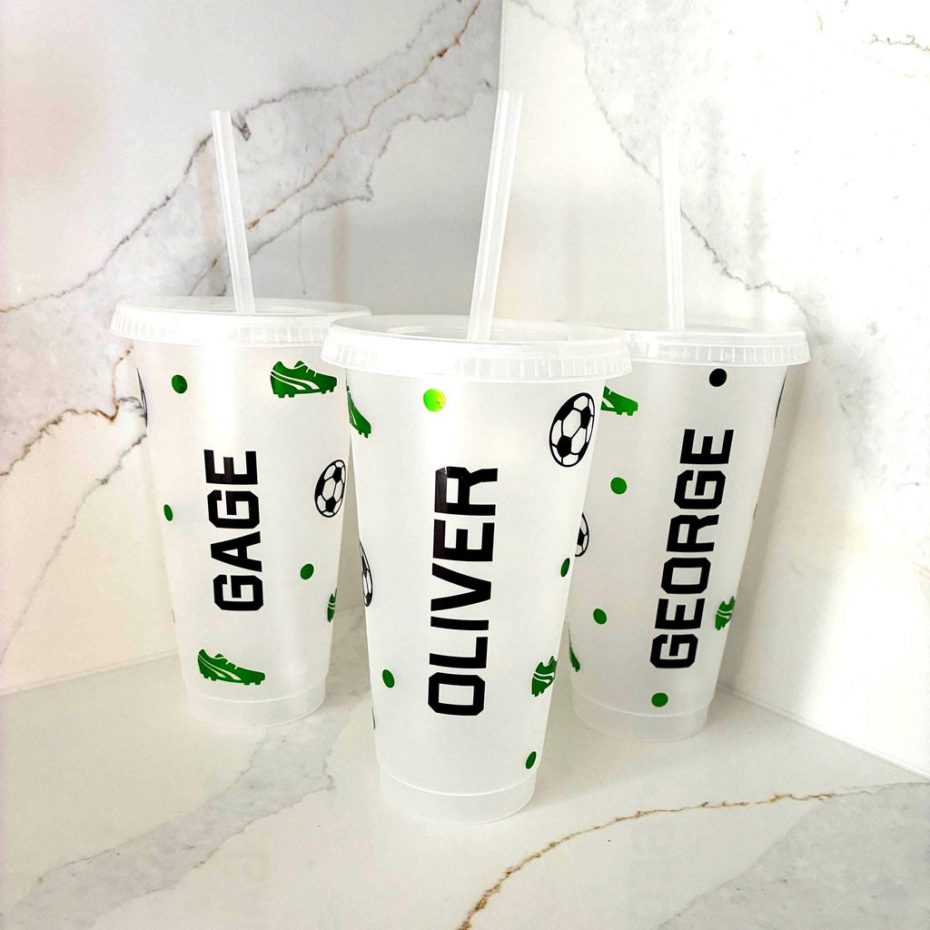 Personalised Football Cup: Custom Name Tumbler, Party Favor - The Crafty Bee