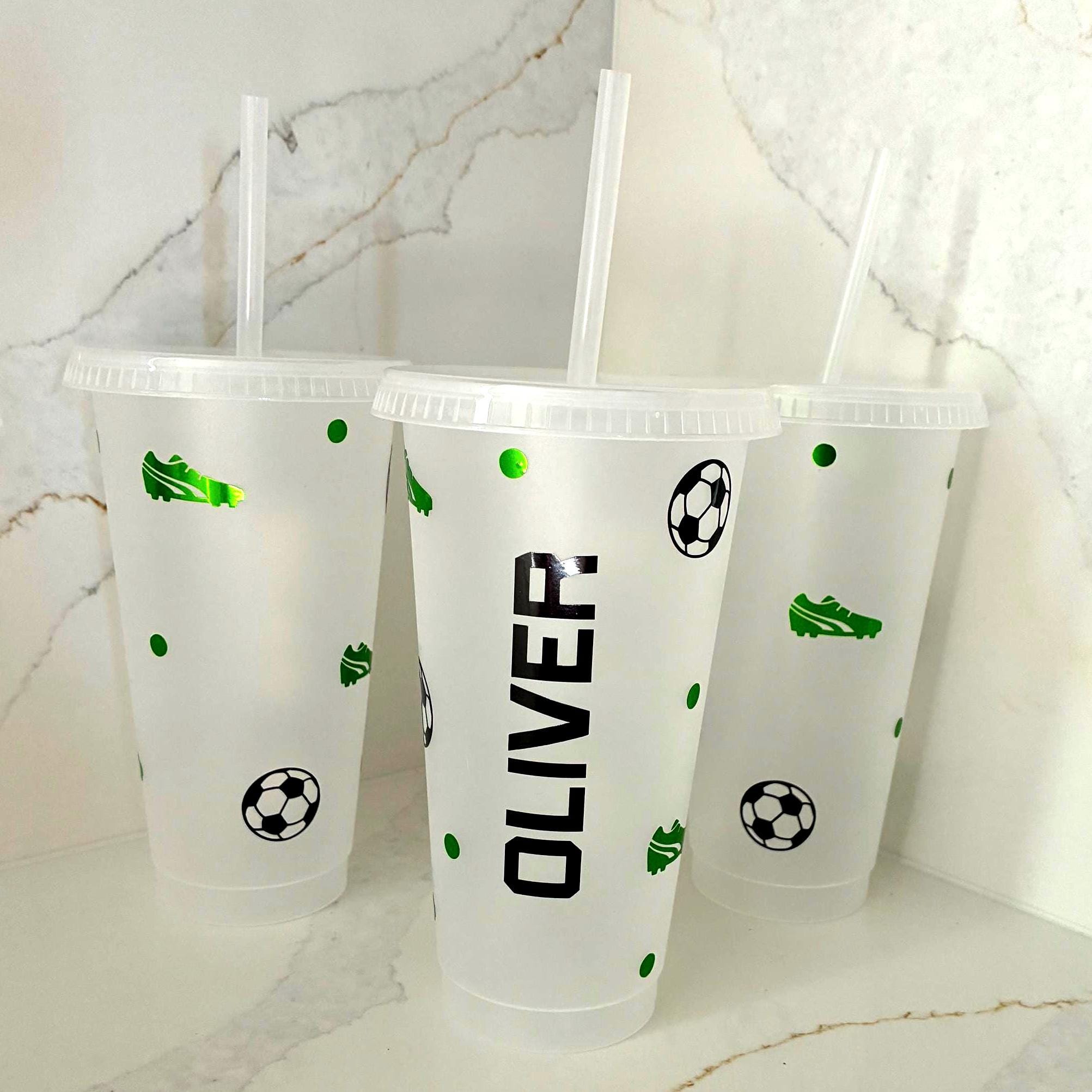Personalised Football Cup: Custom Name Tumbler, Party Favor - The Crafty Bee