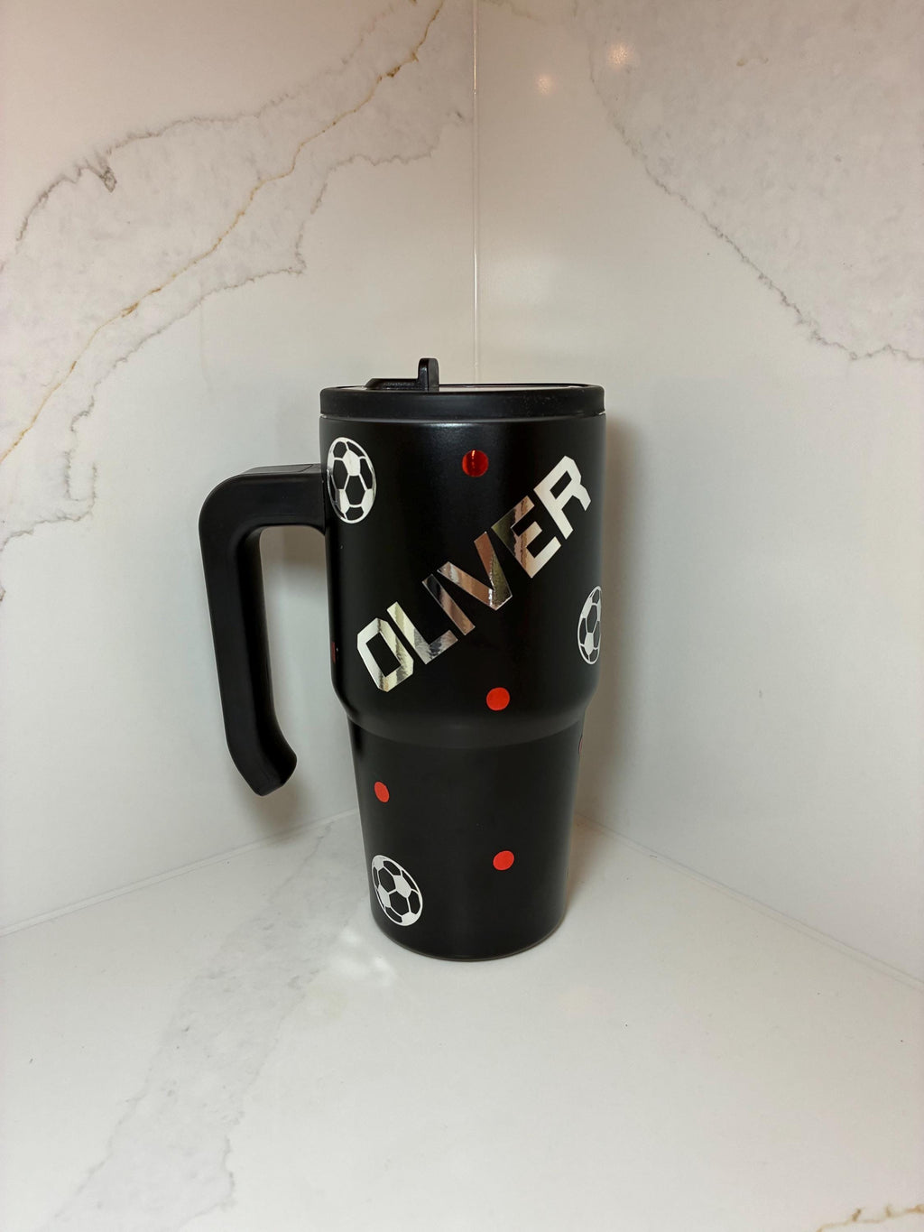 Personalised Football Tumbler for Kids: Leak - Proof School Water Bottle - The Crafty Bee