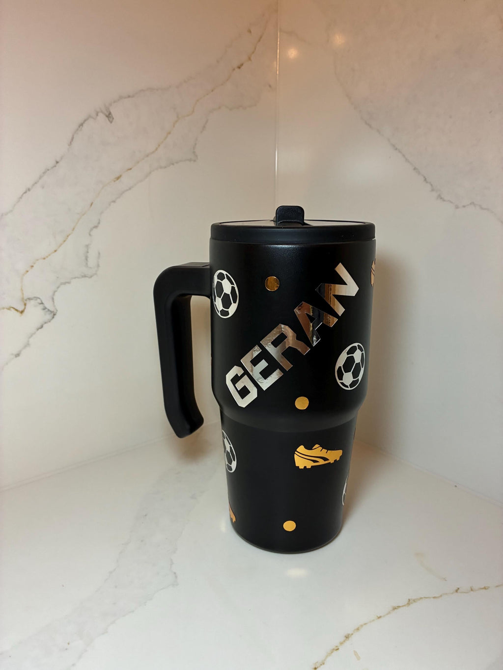 Personalised Football Tumbler for Kids: Leak - Proof School Water Bottle - The Crafty Bee