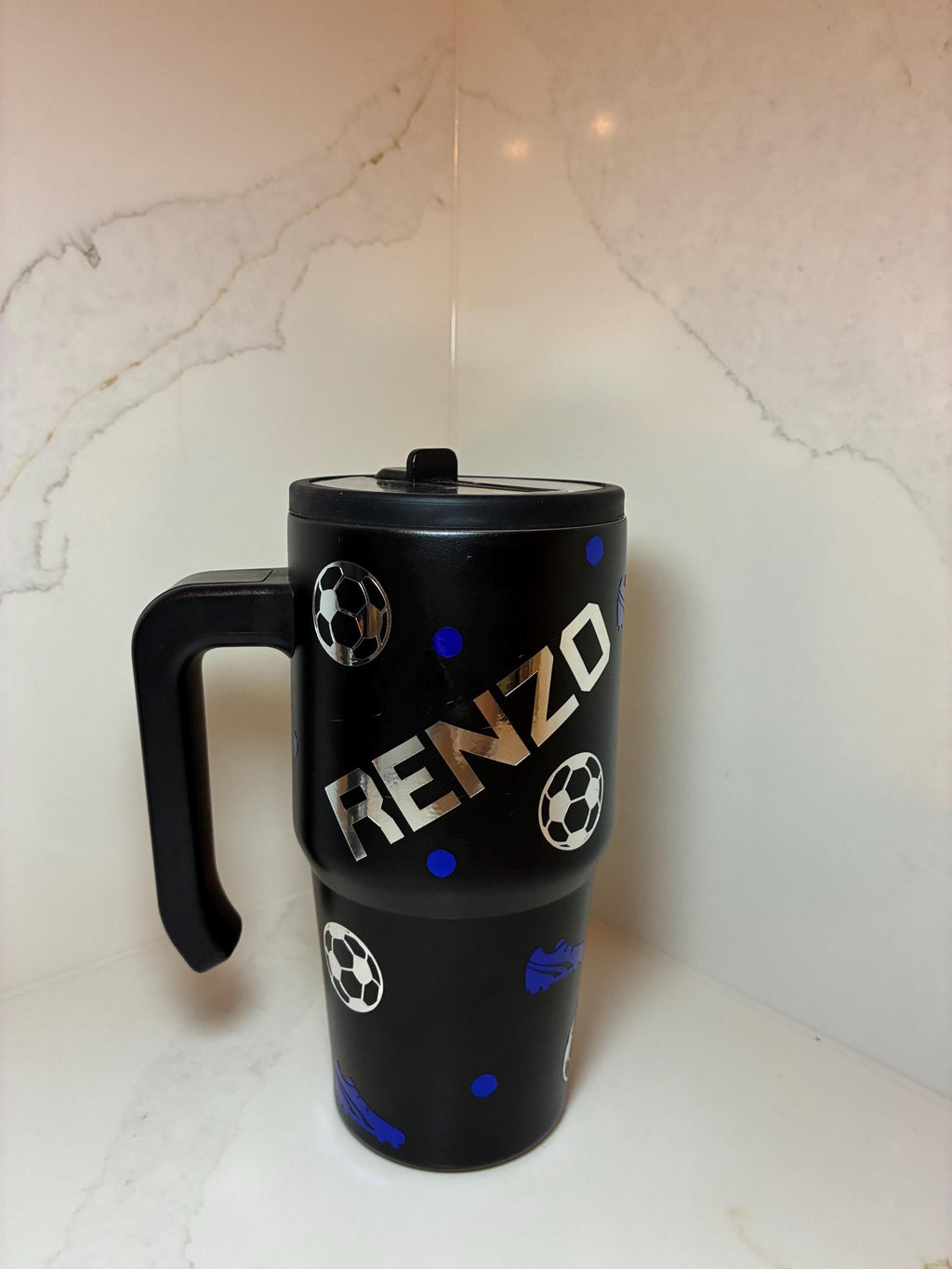 Personalised Football Tumbler for Kids: Leak - Proof School Water Bottle - The Crafty Bee