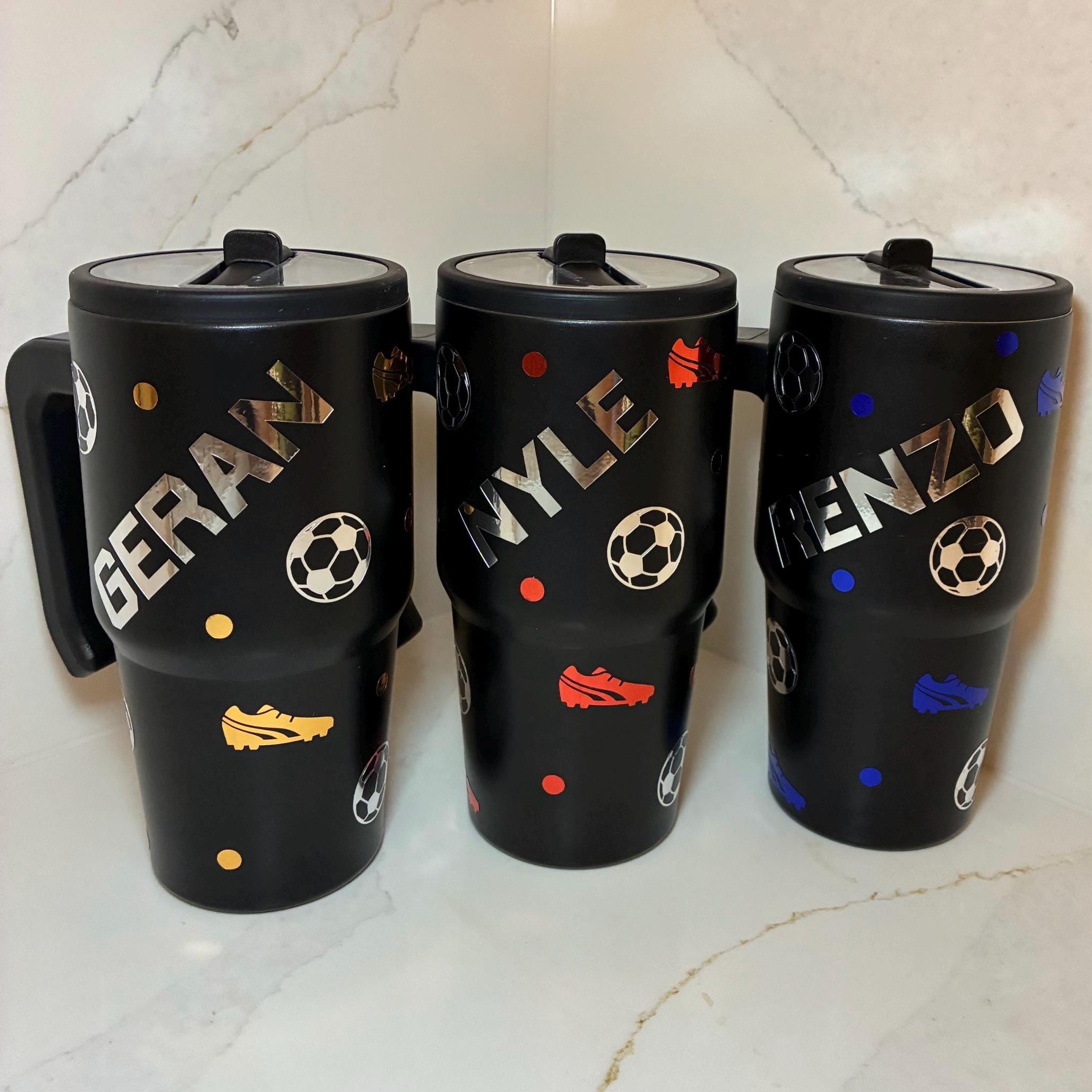 Personalised Football Tumbler for Kids: Leak - Proof School Water Bottle - The Crafty Bee