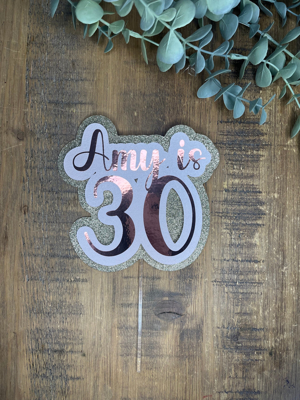 Personalised Glitter Birthday Cake Topper: Milestone Celebration - The Crafty Bee