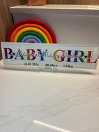 Personalised New Baby Gift I Newborn Announcement Plaque/Tile | New Baby Sign | Bedroom Sign | Handmade Nursery Wall Decor - The Crafty Bee