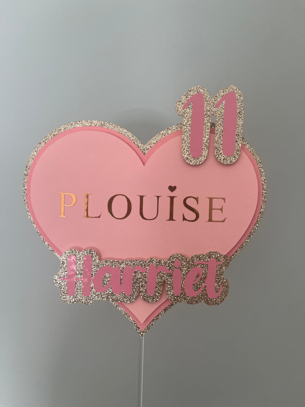 Personalised PLouise Glitter Cake Topper: Kids Party Decoration P Louise - The Crafty Bee