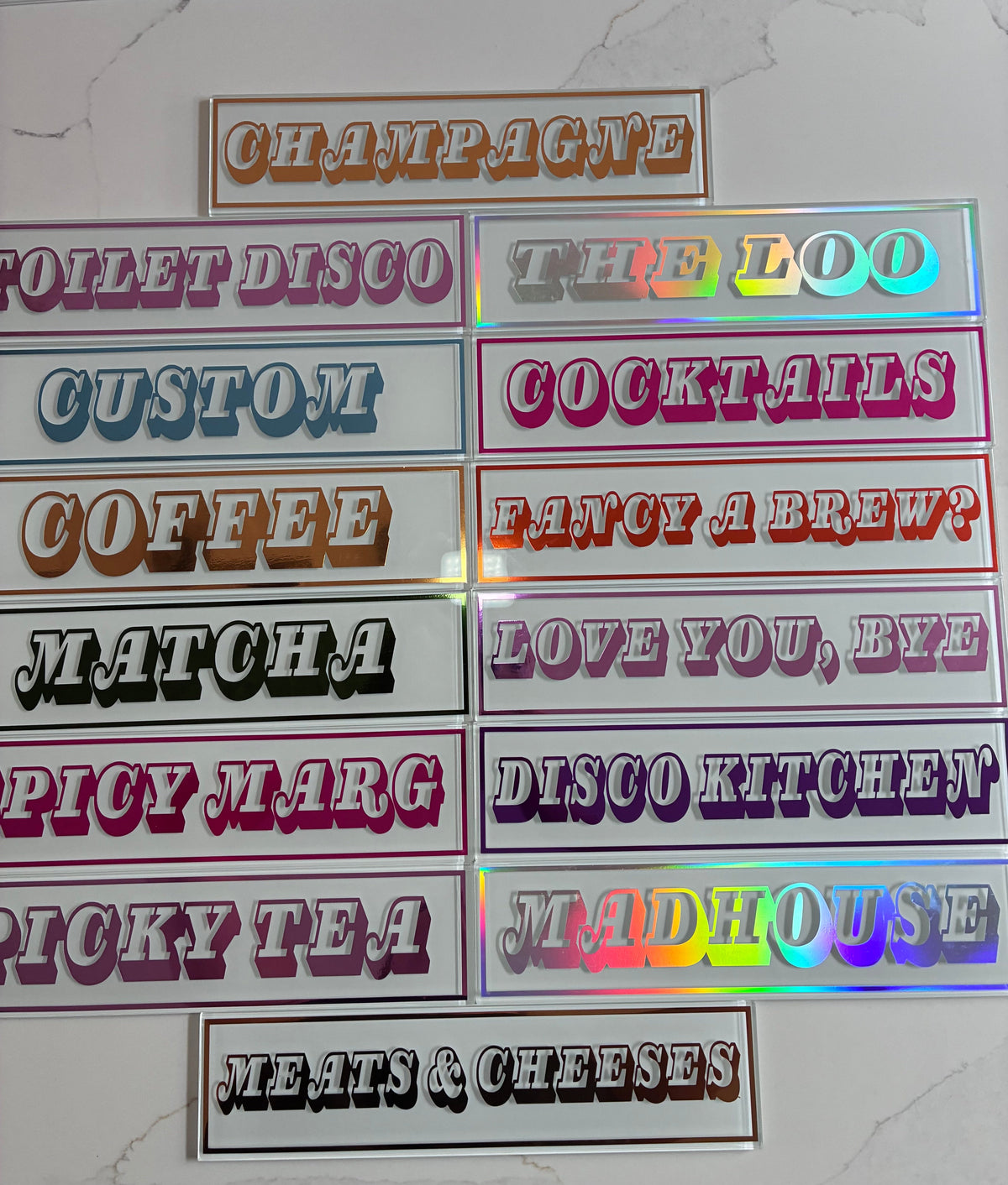 Personalised Retro Glass Statement Sign & Wall Art - The Crafty Bee