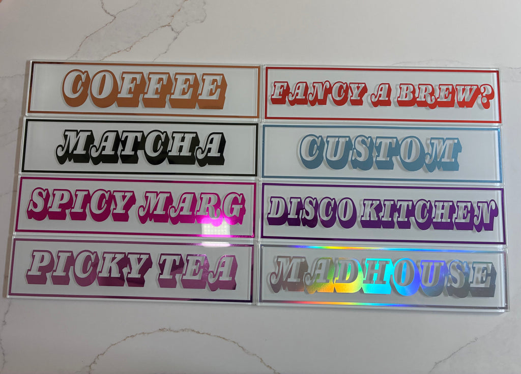 Personalised Retro Glass Statement Sign & Wall Art - The Crafty Bee