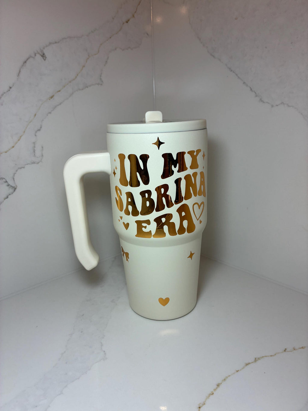Personalised Sabrina Carpenter Thermal Mug: 20oz Insulated Tumbler with Straw - The Crafty Bee