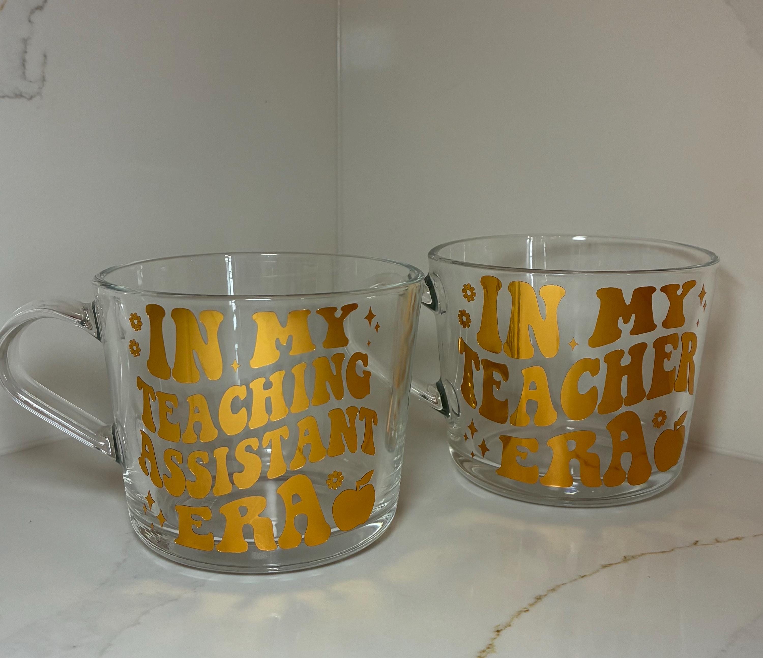 Personalised Teacher Era Glass Cup: Teacher Gift - The Crafty Bee