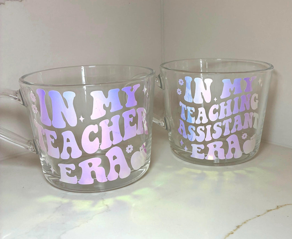 Personalised Teacher Era Glass Cup: Teacher Gift - The Crafty Bee