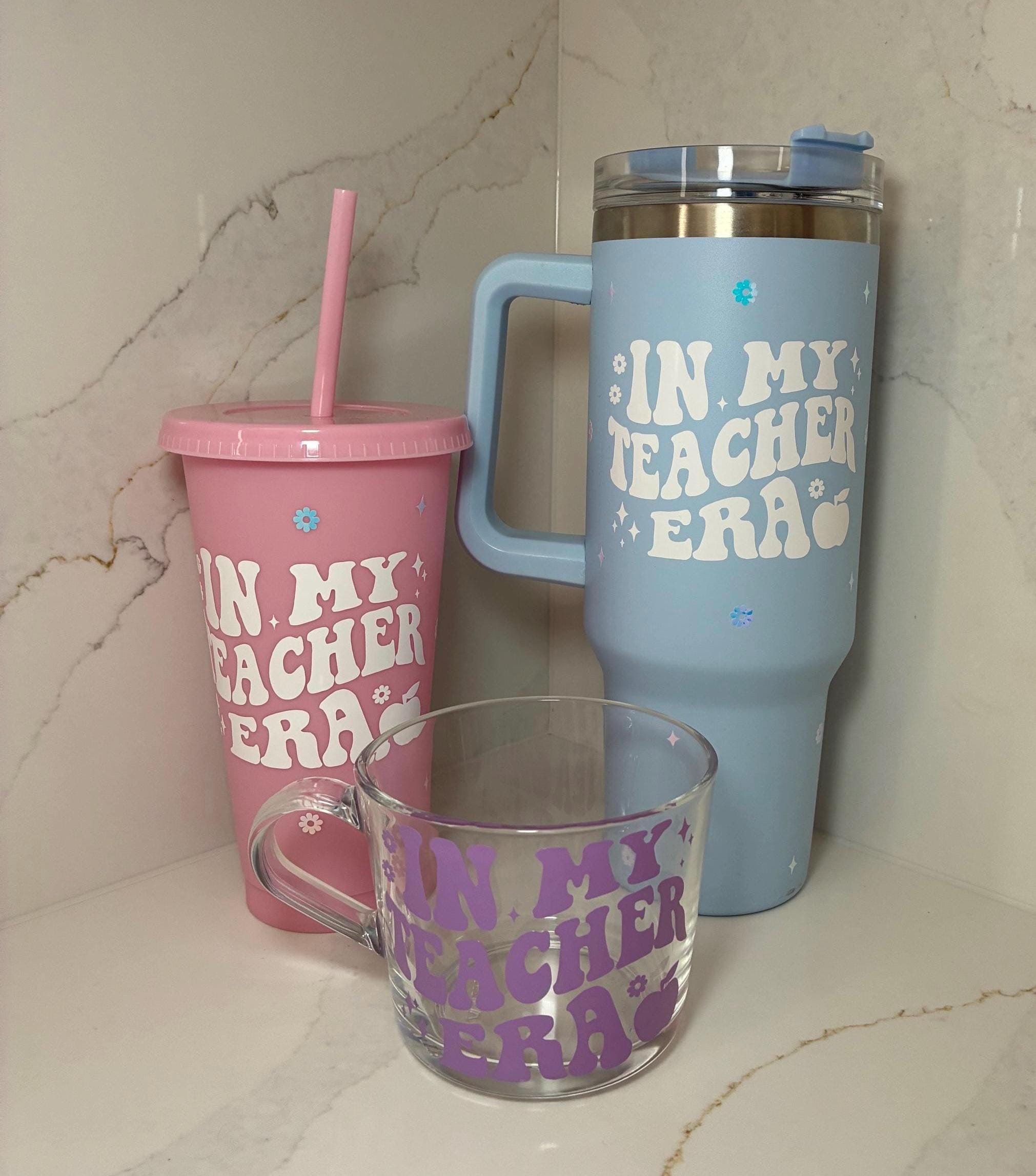 Personalised Teacher Era Glass Cup: Teacher Gift - The Crafty Bee