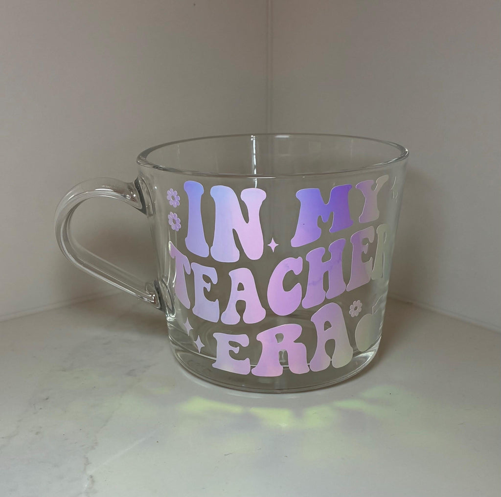 Personalised Teacher Era Glass Cup: Teacher Gift - The Crafty Bee
