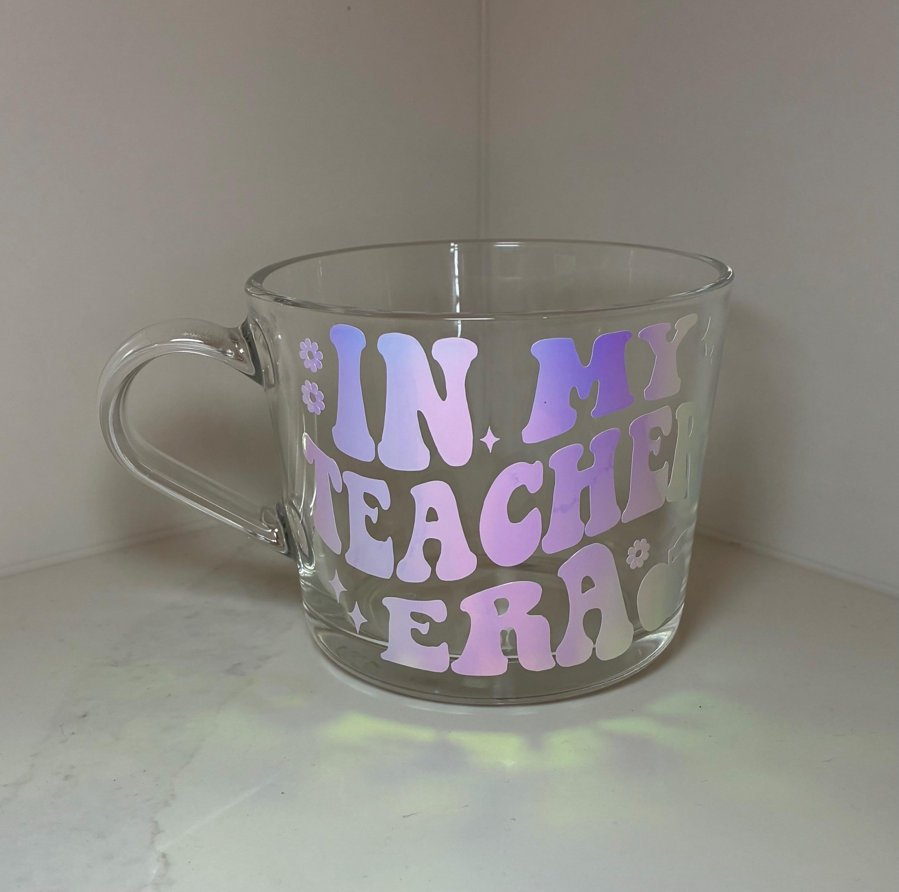 Personalised Teacher Era Glass Cup: Teacher Gift - The Crafty Bee