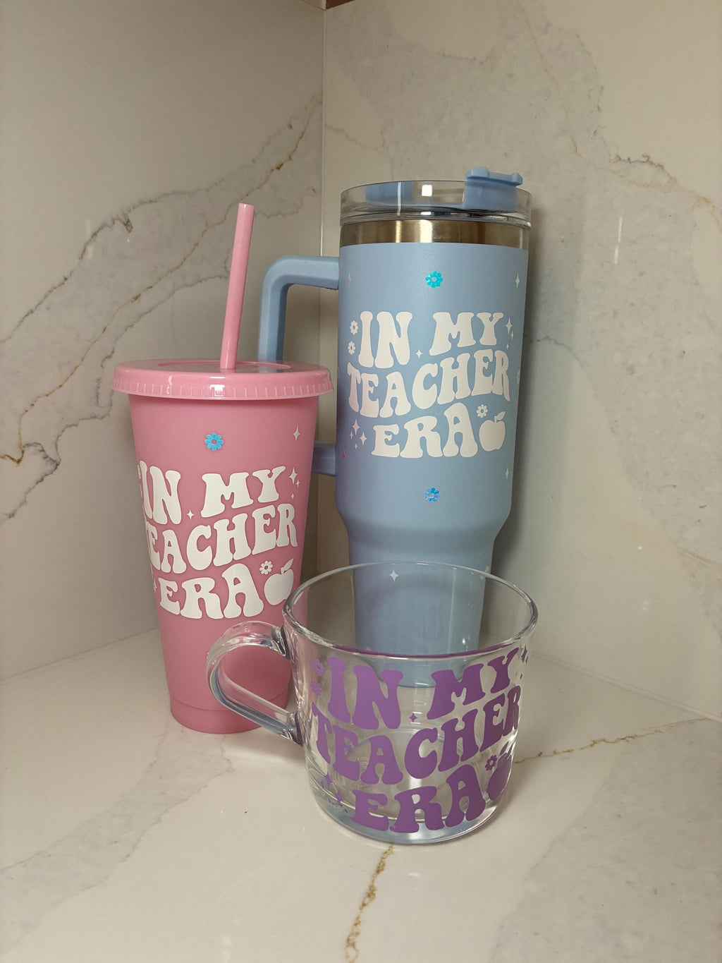 Personalised Teacher Tumbler: 'In My Teacher Era' Cup with Straw - The Crafty Bee