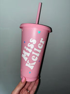 Personalised Teacher Tumbler: 'In My Teacher Era' Cup with Straw - The Crafty Bee