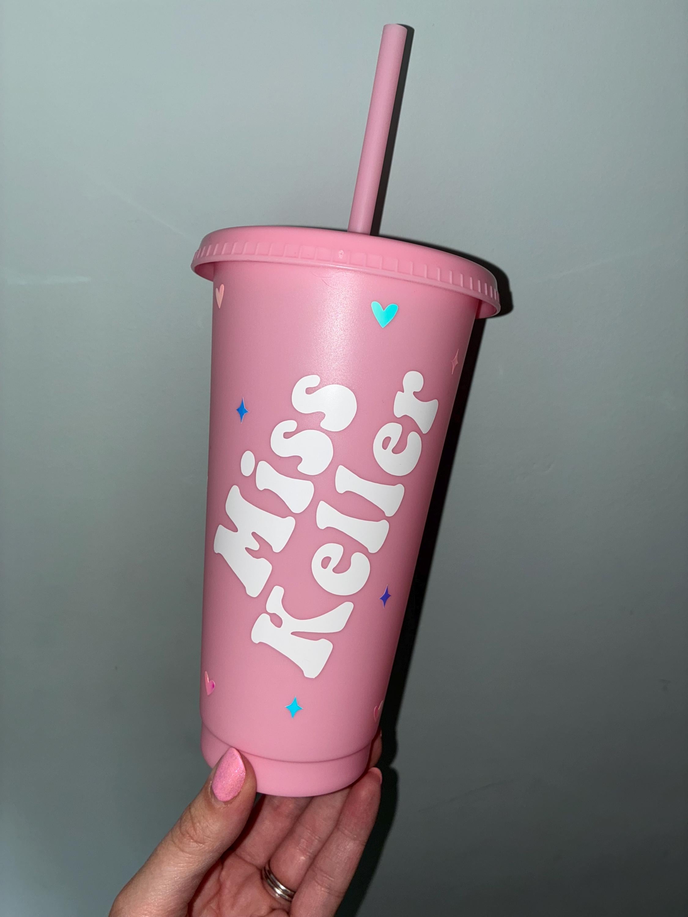 Personalised Teacher Tumbler: 'In My Teacher Era' Cup with Straw - The Crafty Bee