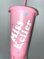 Personalised Teacher Tumbler: 'In My Teacher Era' Cup with Straw - The Crafty Bee