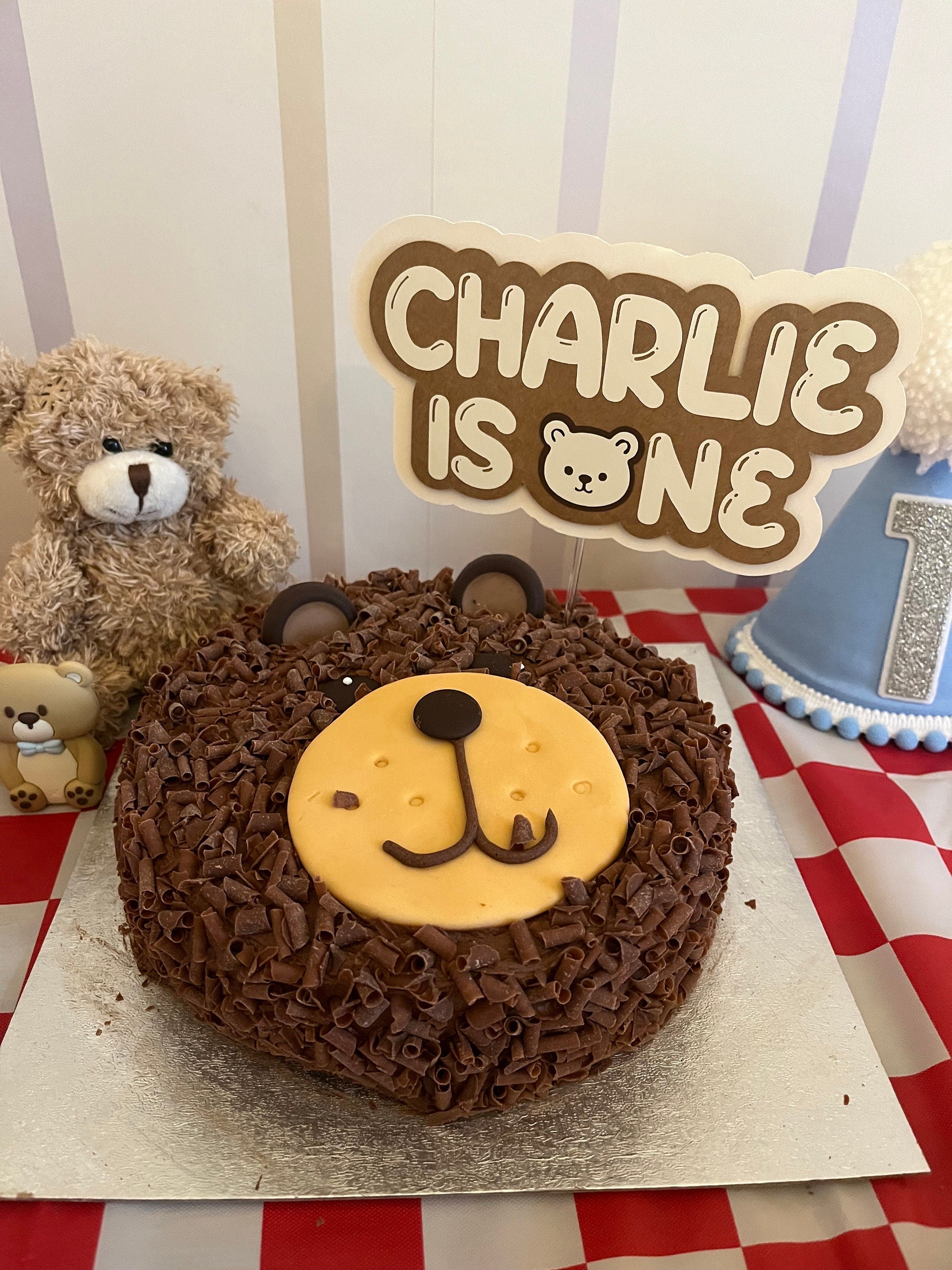 Personalised Teddy Bear 1st Birthday Cake Topper: 3D Kids Decoration - The Crafty Bee