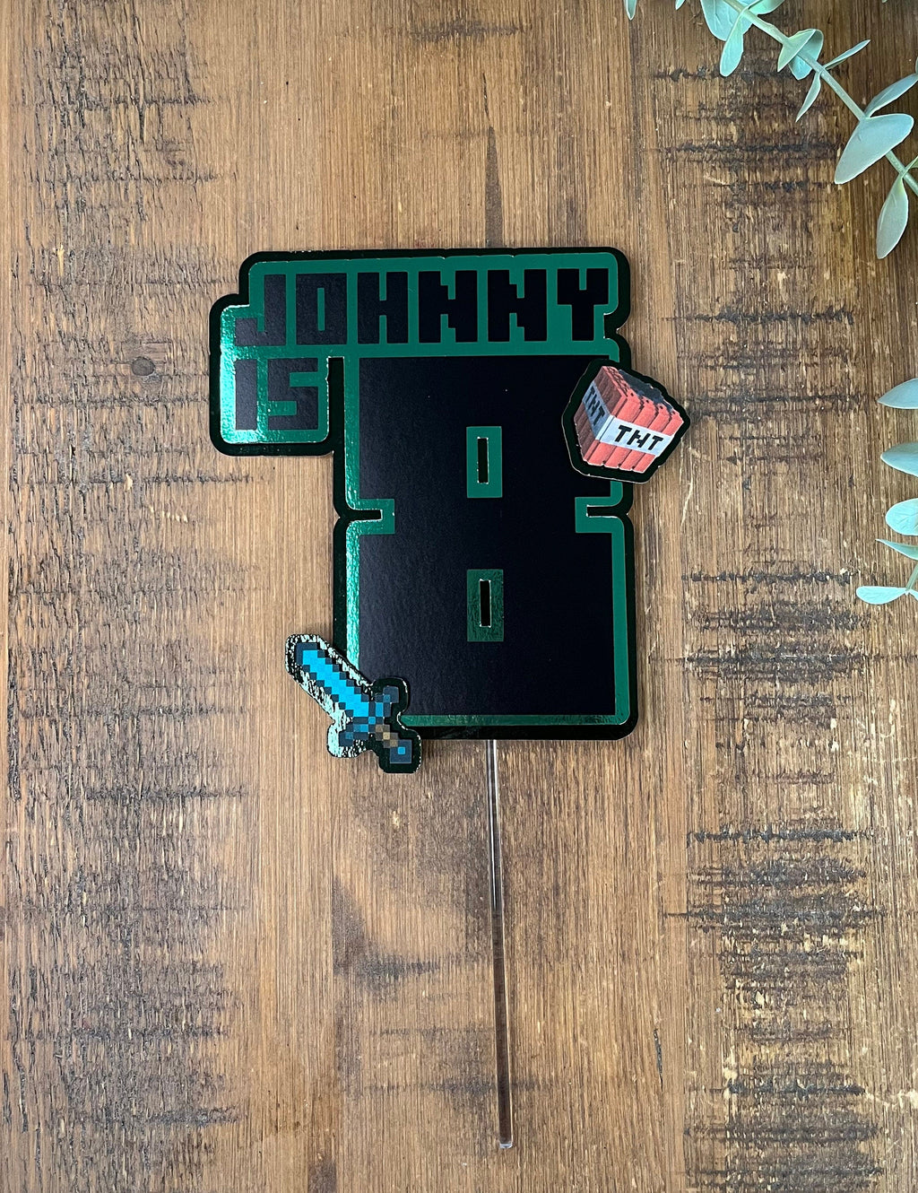 Personalized Minecraft Birthday Cake Topper | Gaming Party Decor - The Crafty Bee