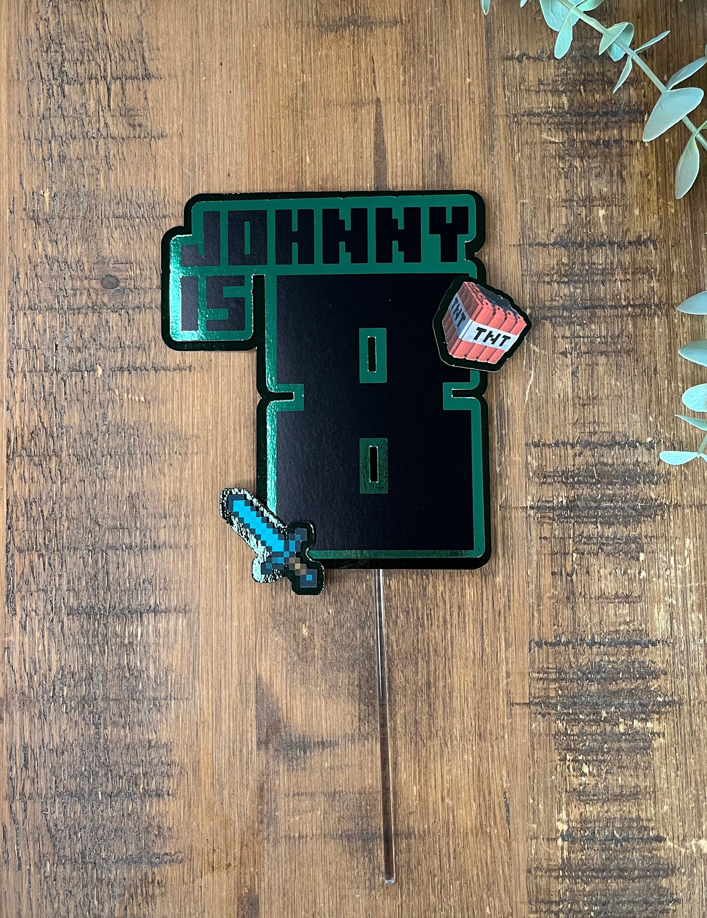 Personalized Minecraft Birthday Cake Topper | Gaming Party Decor - The Crafty Bee