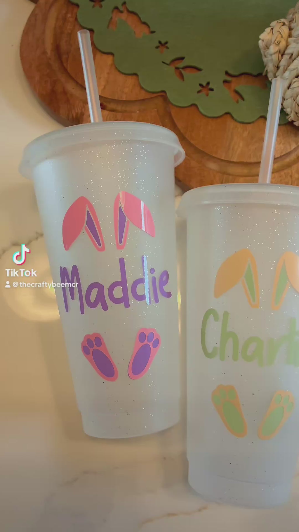 Personalised Easter Reusable Tumbler: Easter Basket Gift with Bunny Ears, Spring Drinks Cup for Kids