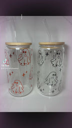 Cute Ghost Middle Finger Glass Cup | Funny Ghost Boo Basket Gift (Copy)