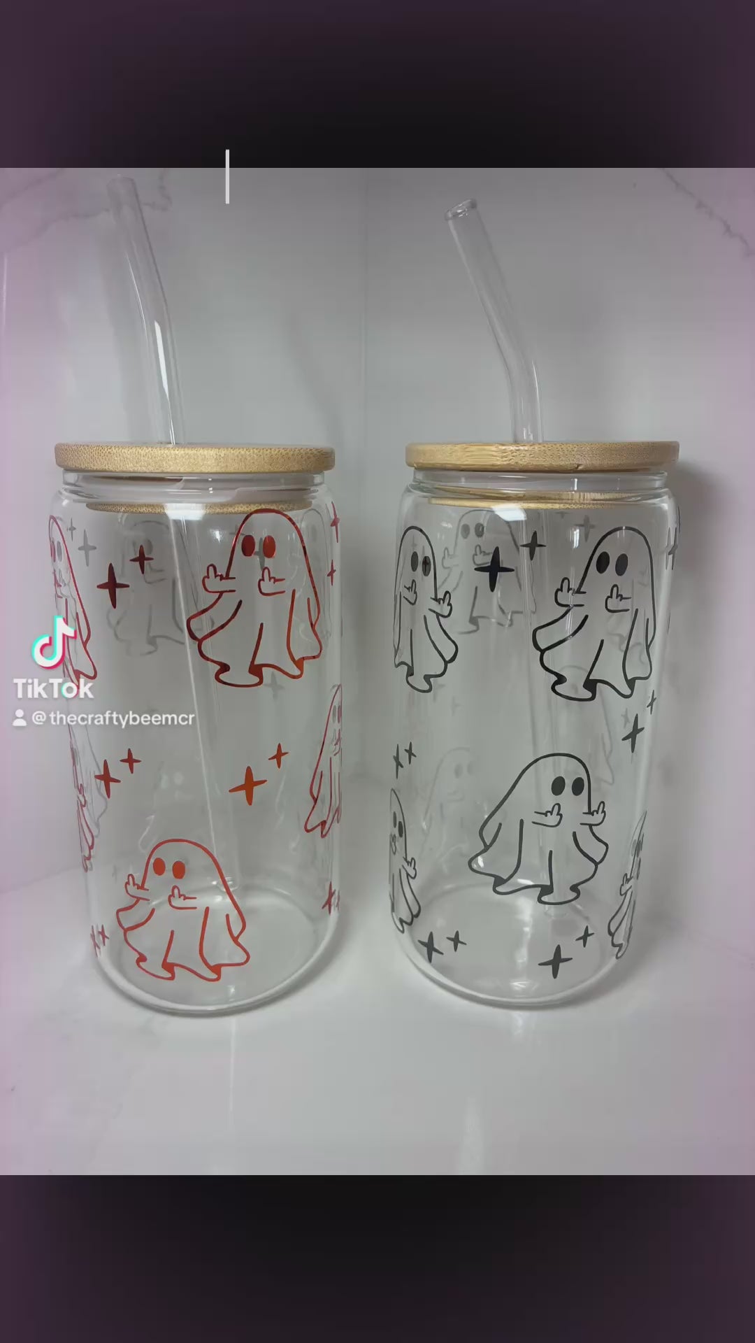 Cute Ghost Middle Finger Glass Cup | Funny Ghost Boo Basket Gift (Copy)