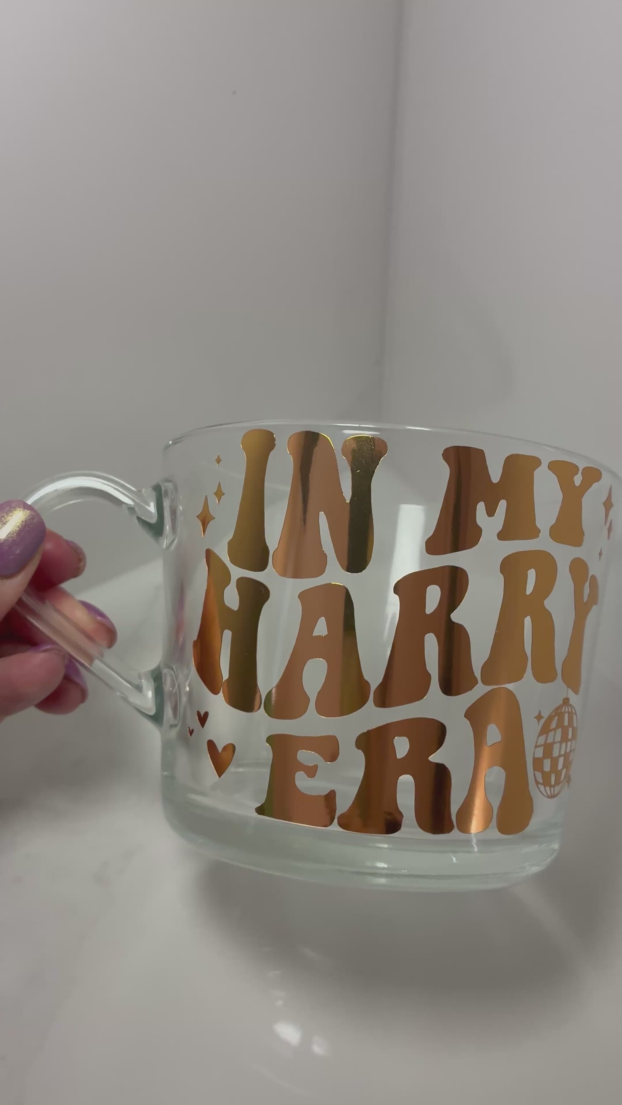 Harry Styles 'In My Harry Era' & ‘We Belong Together’ Clear Glass Mug- Kiss all the time. Disco, Occasionally Cup