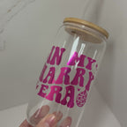 Harry Styles Glass Reusable Can with Bamboo Lid- 'In My Harry Era' Tumbler with Lid & Straw