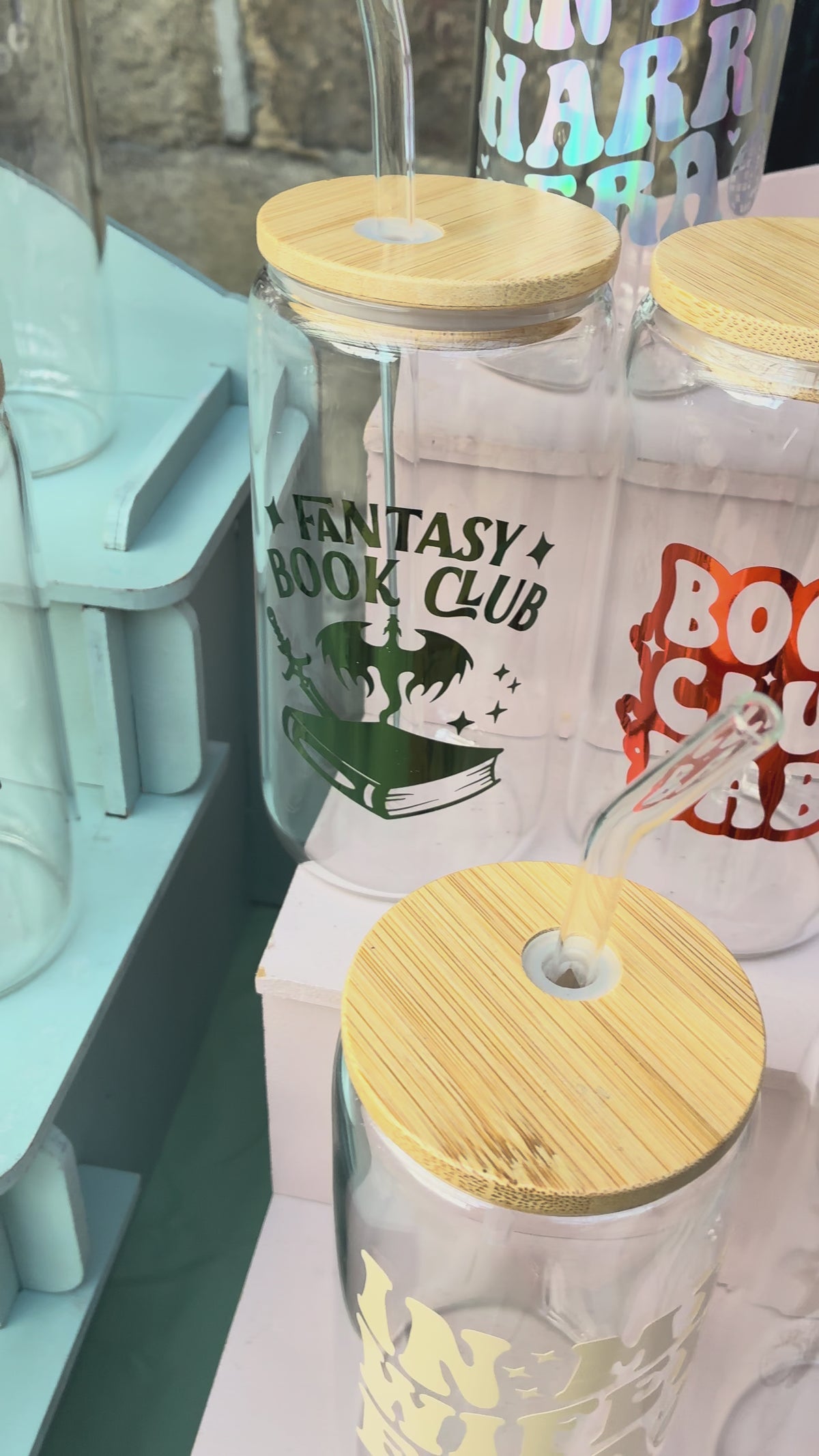 Spicy Book Club Glass Can with Bamboo lid & Straw: Smutty Book/Autumnal Glass Cup