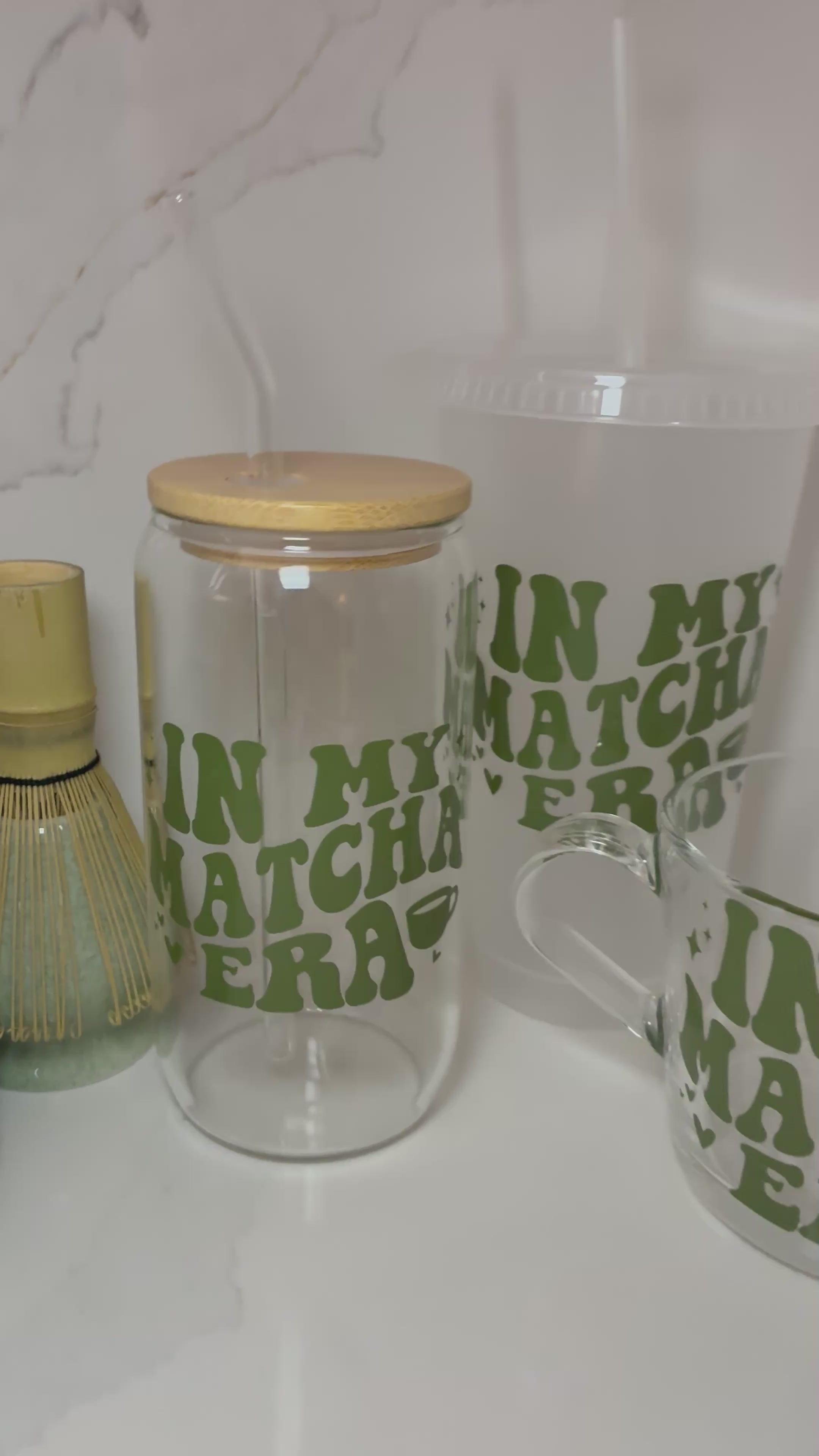 Matcha Era Reusable Cups | Glass Mug, Iced Cup & Can
