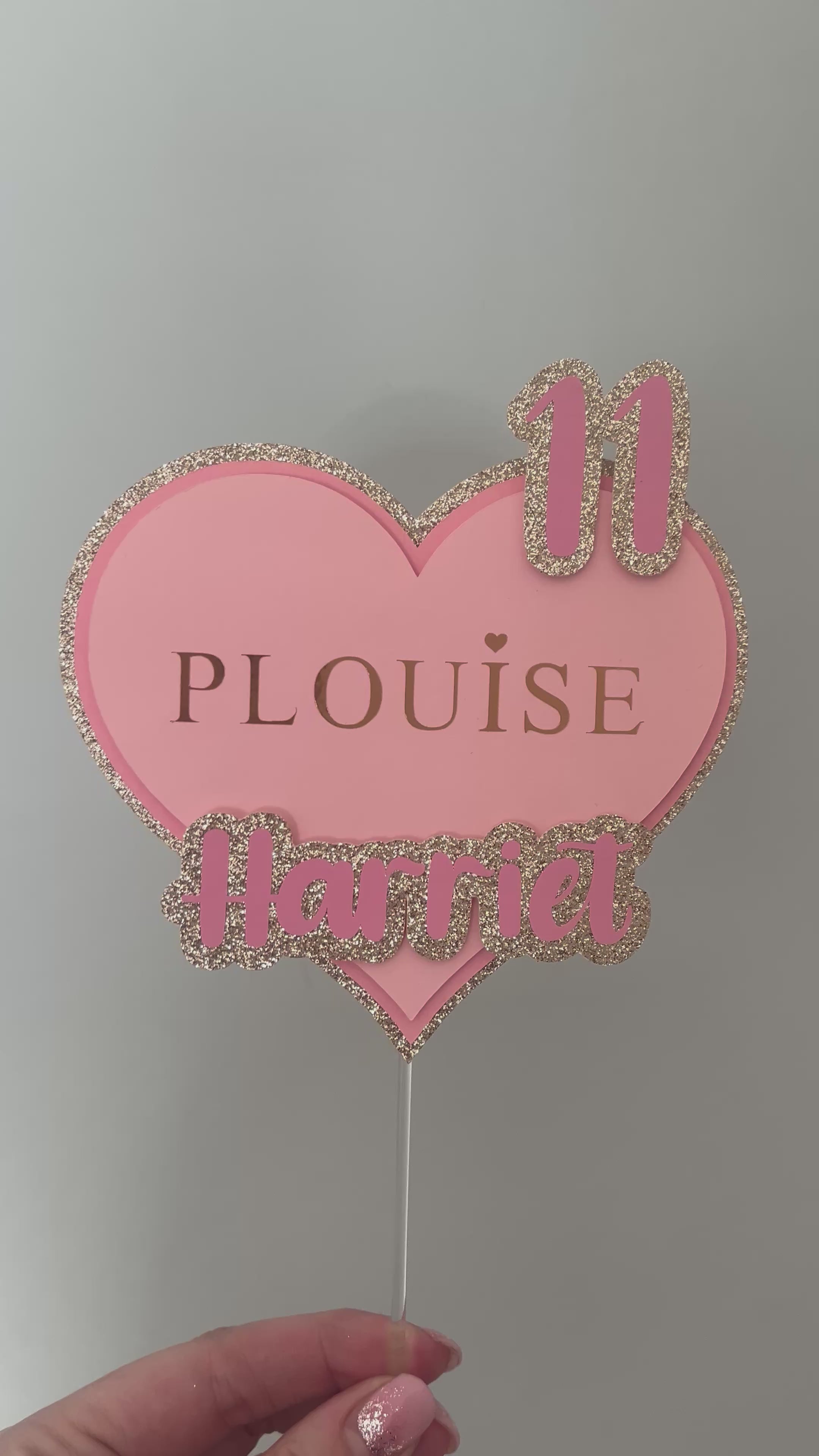 Personalised PLouise Glitter Cake Topper: Kids Party Decoration P Louise