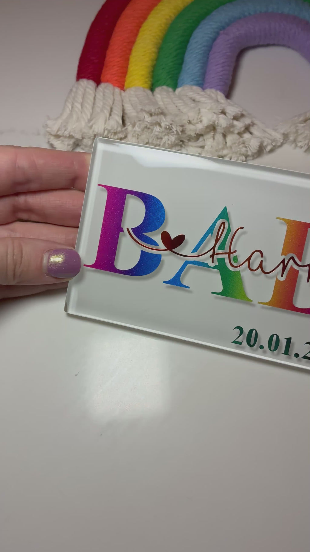 Personalised New Baby Gift I Newborn Announcement Plaque/Tile  |  New Baby Sign  | Bedroom Sign | Handmade Nursery Wall Decor