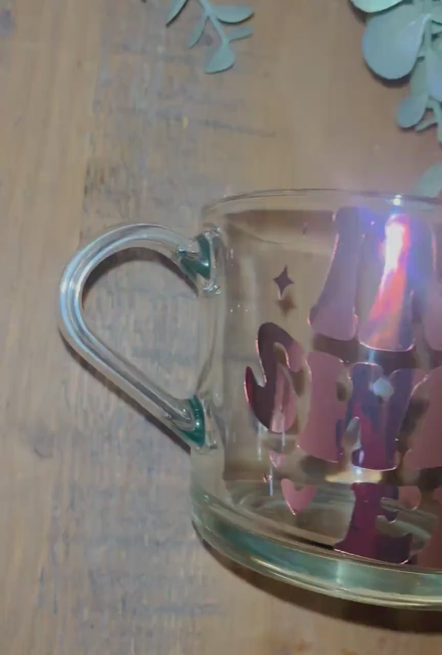 The Eras Clear Mug |  Swiftie Fan Glass Cup | Swiftie Era Tour themed cup/mug tea/coffee | Taylor Swift Gift  |  Taylor Swift Fan Merch