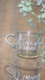 Bridal Party mug | Wedding Morning Cups | Bridesmaid mug gift | Maid of Honour coffee cup | Bridal party personalised clear cup | Bride gift