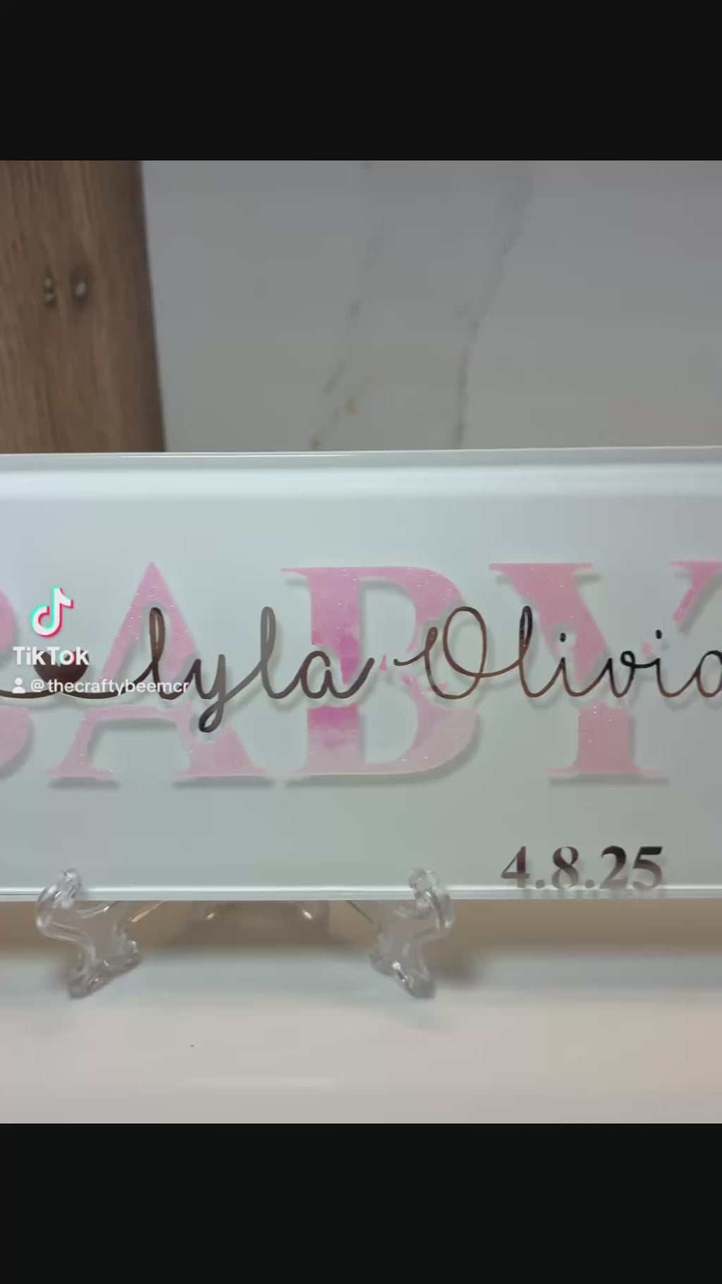 Personalised New Baby Gift I Newborn Announcement Plaque/Tile  |  New Baby Sign  | Bedroom Sign | Handmade Nursery Wall Decor