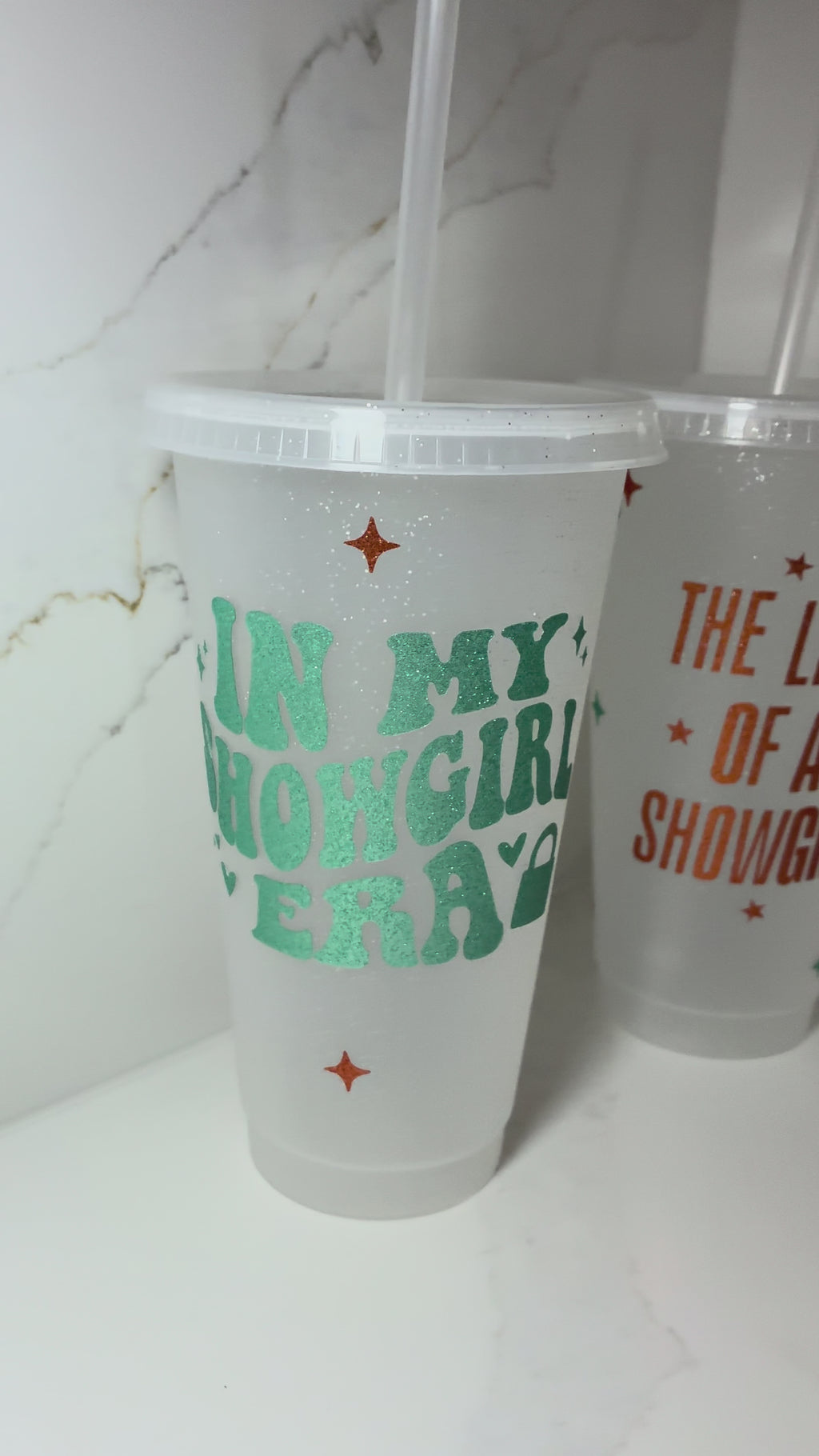 Life of a Showgirl Swiftie Cold Cup: Personalised Tumbler with Straw