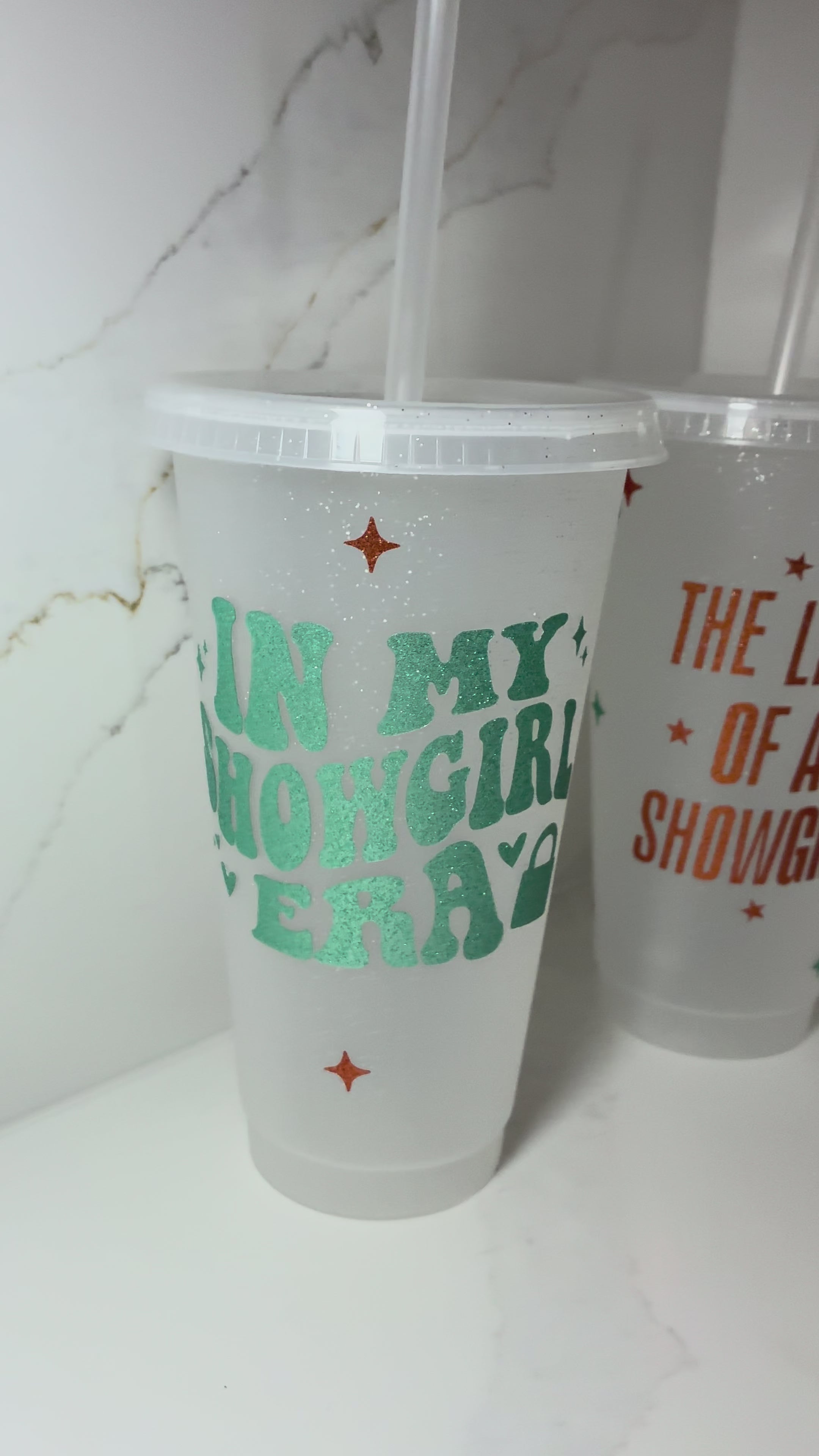 Life of a Showgirl Swiftie Cold Cup: Personalised Tumbler with Straw