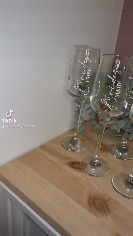 Wedding Morning Bridal Glass | Personalised Champagne Flutes  | Hen Party/Bride Team/Bridesmaids/Gifts for Wedding Party