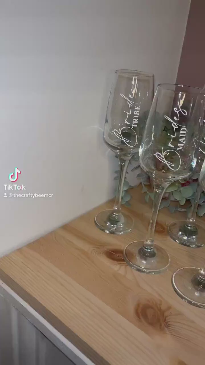 Wedding Morning Bridal Glass | Personalised Champagne Flutes  | Hen Party/Bride Team/Bridesmaids/Gifts for Wedding Party