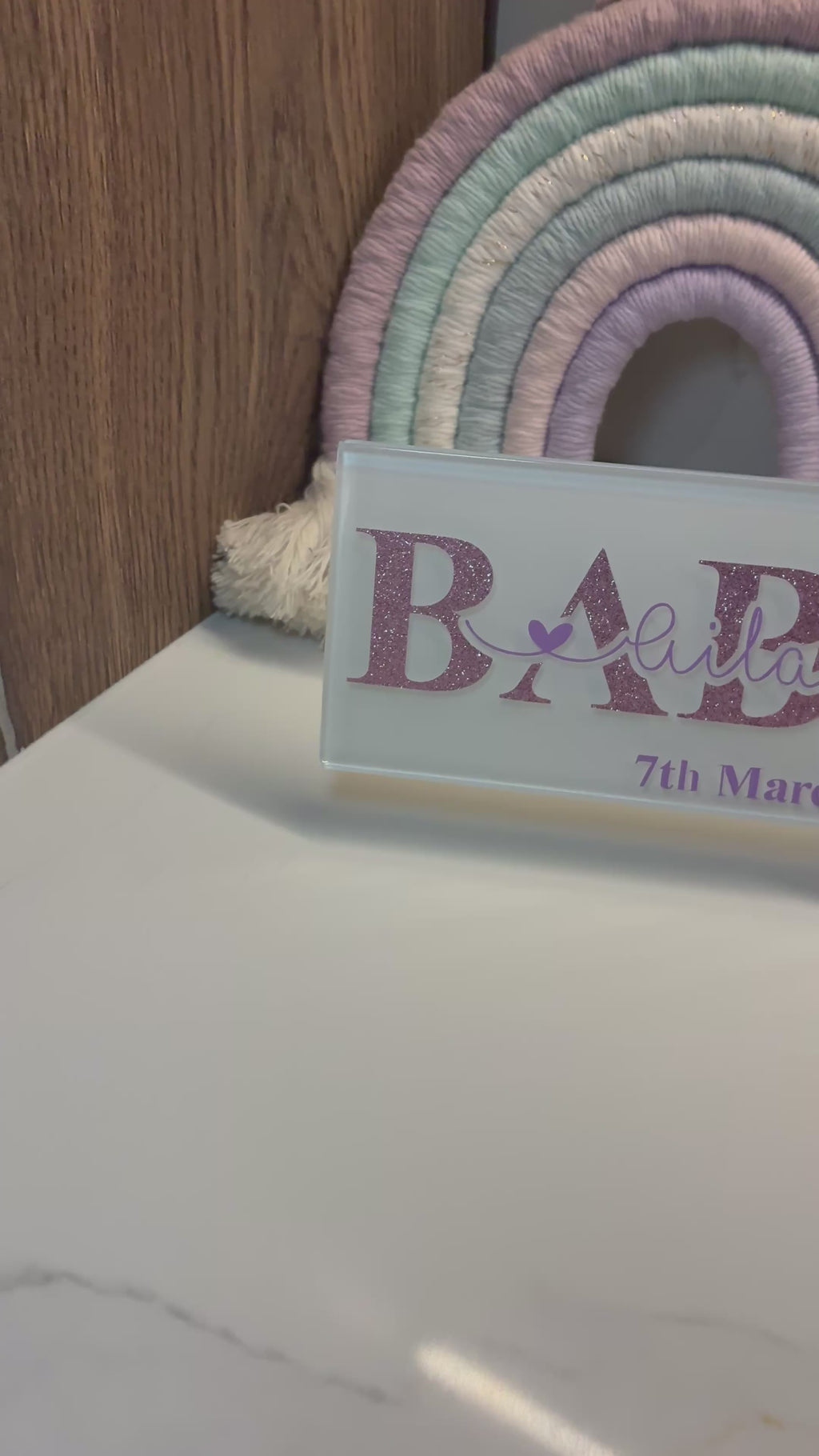 Personalised New Baby Gift I Newborn Announcement Plaque/Tile  |  New Baby Sign  | Bedroom Sign | Handmade Nursery Wall Decor