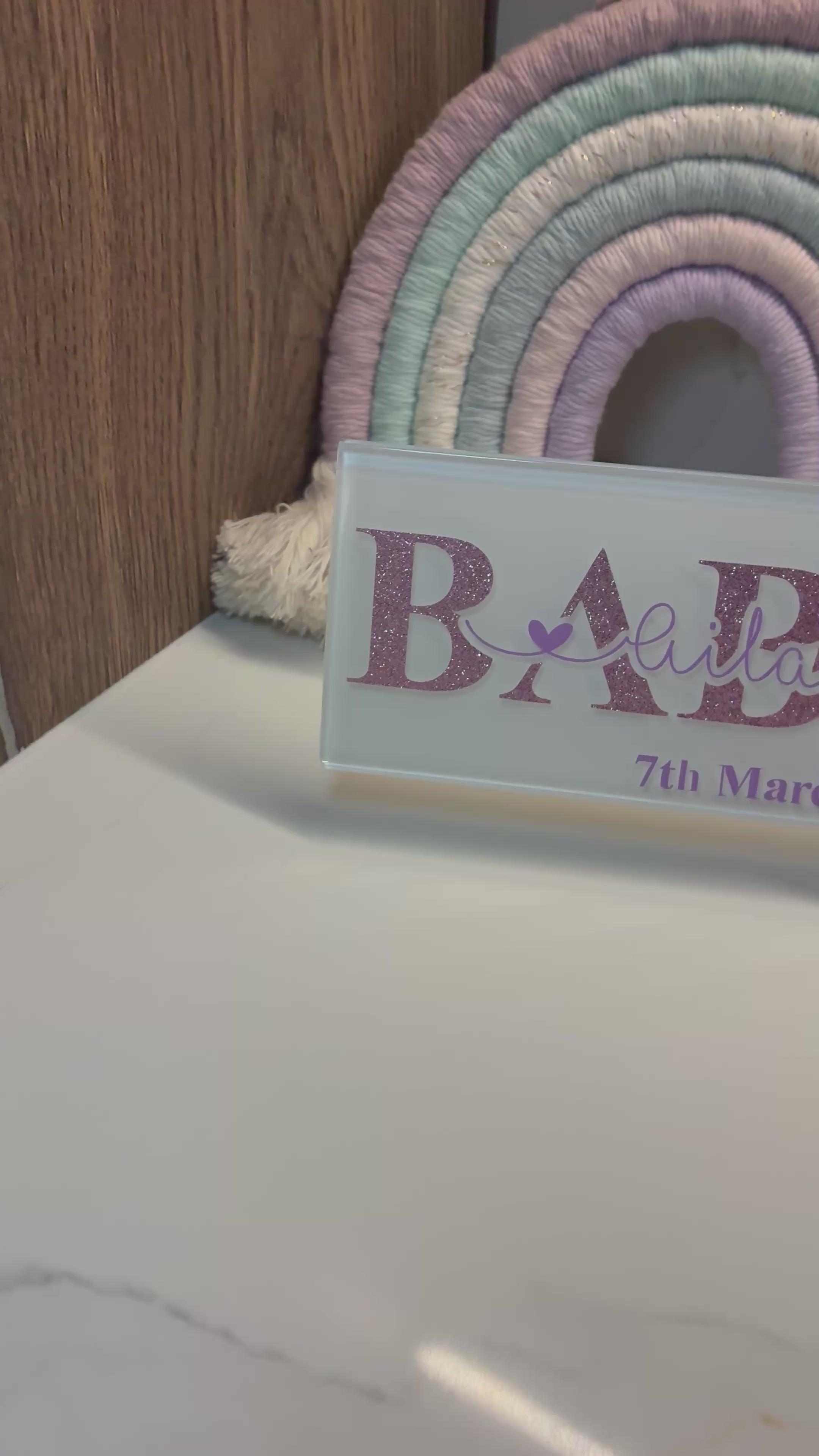 Personalised New Baby Gift I Newborn Announcement Plaque/Tile  |  New Baby Sign  | Bedroom Sign | Handmade Nursery Wall Decor