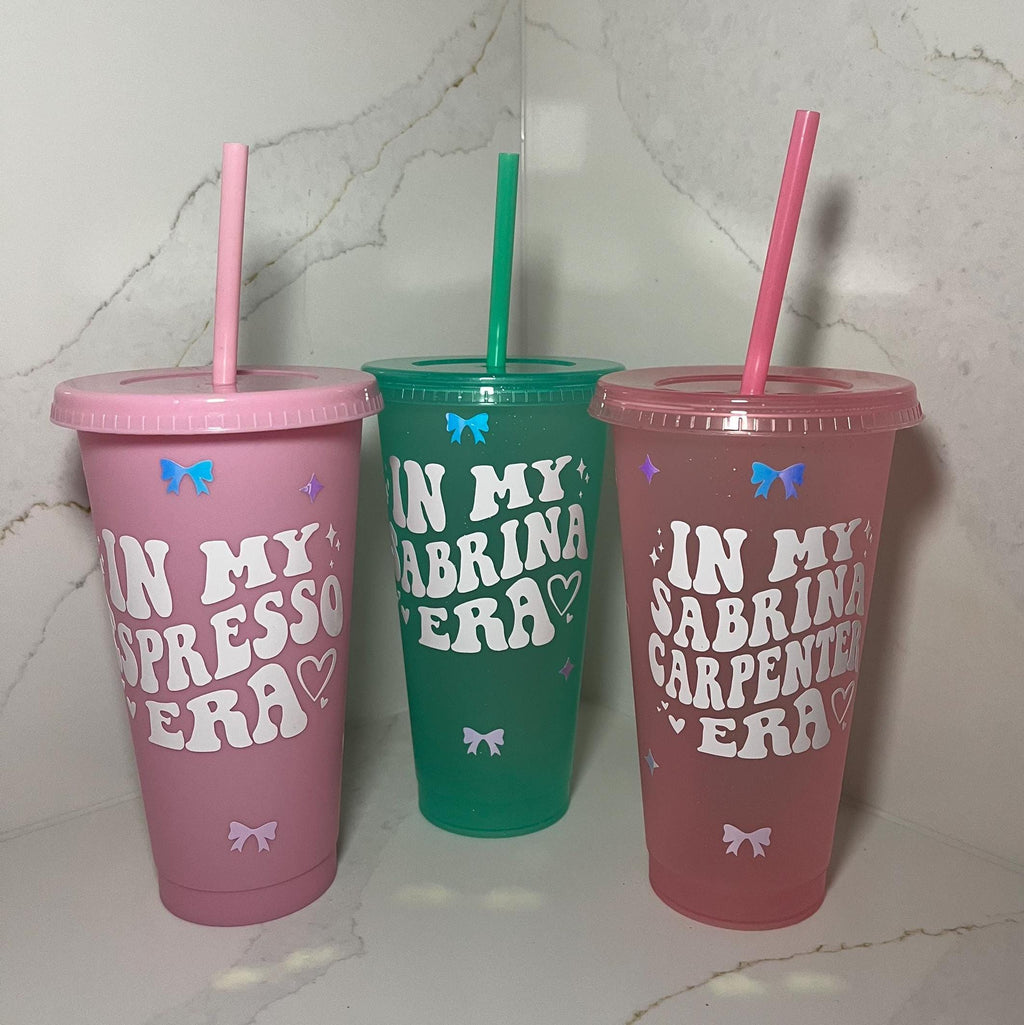 Sabrina Carpenter Cold Cup | Short N Sweet Era Starbucks Tumbler | Personalised Name Sabrina Cup with Straw | Espresso Merch | Birthday Gift - The Crafty Bee